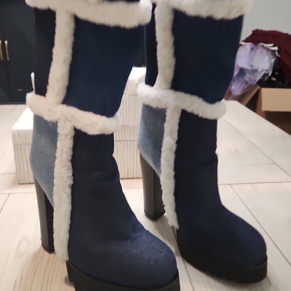 ✨ I Am JenniferLe VAUGHAN II Denim Heel Boots – Size 10 ✨ - Picture 4 of 12